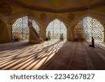 Small photo of Sun rays come through the windows of the Mosque. Marmara University Faculty of Theology Mosque in Istanbul, Turkey. 2022.