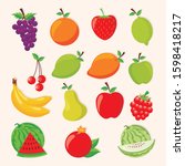 fruits vector set  with flat... | Shutterstock .eps vector #1598418217