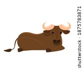 Rest Wildebeest Icon. Cartoon...