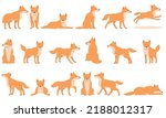 Wild Dog Dingo Icons Set...