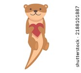 Weasel With Heart Icon Cartoon...