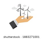 Eco energy. Wind turbines. Vector illustration
