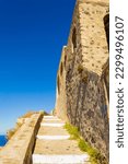 Small photo of Narrow steps to Pyrgos Kallistis Castle.The castle of Pyrgos provides the most prepossessing panoramic views on the island as it is located on Pyrgos, the highest village of Santorini.