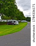 Small photo of Brecon, Powys / Wales,UK-7/16/2020: The Brecon Beacons Caravan & Motorhome Club site which is located on the outskirts of the pretty market town of Brecon.