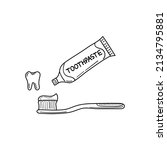 hand drawn toothpaste and... | Shutterstock .eps vector #2134795881
