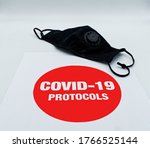 Small photo of Covid-19 protocols. Concept of preventive measures covid-19, isolated on white background.