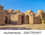 Small photo of Panorama of Kyr Kyz (40 girl fortress), medieval palace or caravanserai in Termez, Uzbekistan. Built in the 9th century. Some believe it was a fortress