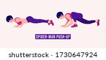girl doing spiderman push up... | Shutterstock .eps vector #1730647924