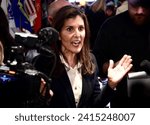 Small photo of Amherst, N.H., USA -- Jan. 19, 2024: Former U.N. Ambassador Nikki Haley speaks at a press gaggle at MaryAnn's Diner.