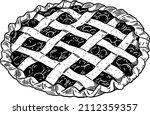 cherry pie sweet dessert... | Shutterstock .eps vector #2112359357