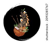 ramen noodles bowl logo... | Shutterstock .eps vector #2093285767