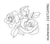 Sketch Rose Buds Outlay Vector...
