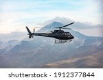 Helicopter in flight. black...