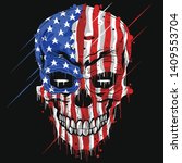 Skull Head America Flag . Usa...