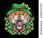 tiger st. patrick's day wears a ... | Shutterstock .eps vector #2100147157