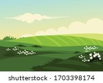 landscape prairie with the... | Shutterstock .eps vector #1703398174