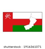 oman flag rectangle with map... | Shutterstock .eps vector #1916361071