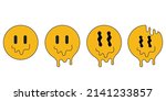 set of funny smiling faces melt ... | Shutterstock .eps vector #2141233857