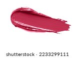Magenta smudged lipstick isolated on white background.