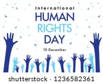 human rights day with hand on... | Shutterstock .eps vector #1236582361