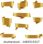 gold origami ribbon set... | Shutterstock .eps vector #1483515317
