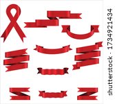 red ribbon set in isolated for... | Shutterstock .eps vector #1734921434