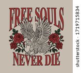 eagle with roses and free souls ... | Shutterstock .eps vector #1719715834