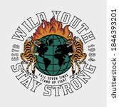 tigers around burning globe... | Shutterstock .eps vector #1846393201