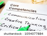 Core Competencies list on a office table.