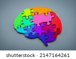 Small photo of Neurodiversity concept. A Brain from colorful puzzle pieces.