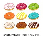 set of cartoon colorful donuts... | Shutterstock .eps vector #2017739141