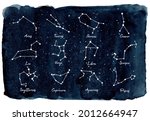 zodiac constellations on dark... | Shutterstock . vector #2012664947
