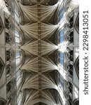 Small photo of England, London, Westminster - 2022 December 8th - Central nave, gothic ceiling and stained glass windows inside Westminster Abbey, UNESCO World Heritage Site and location of His Majesty King Charles