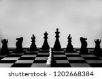 Small photo of Chess game with good and bad. subliminal message for warrior and peaceful. Pawn alone against others