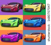 Pop Art Sports Cars. Six Colors ...