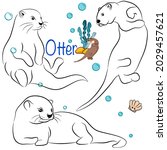 Cute Otter Doodle Collection In ...