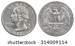 Old American quarter dollar coin Liberty 1998