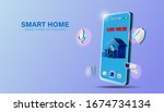 smart home technology concept.... | Shutterstock .eps vector #1674734134