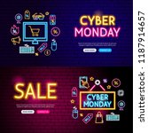 cyber monday neon website... | Shutterstock .eps vector #1187914657