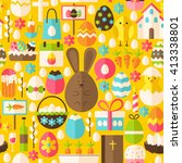 happy easter holiday yellow... | Shutterstock .eps vector #413338801