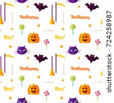 happy halloween print seamless... | Shutterstock .eps vector #724258987