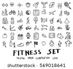 doodle sketch fitness icons... | Shutterstock .eps vector #569018641