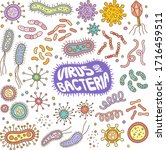 set of virus and bacteria... | Shutterstock .eps vector #1716459511