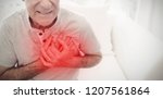 Small photo of Highlighted pain against senior man having cardiac arrest