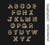golden retro alphabets vector... | Shutterstock .eps vector #1243928941