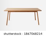 Brown wooden table on white background