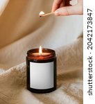 lighting aroma scented candle... | Shutterstock . vector #2042173847