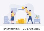 save money concept. father and... | Shutterstock .eps vector #2017052087
