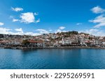 Small photo of view of Ohrid Lake, city of Ohrid. Ohrid is a Macedonian resort and famous tourist destination under the auspices of UNESCO