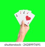 Hand holding ace card  isolated ...